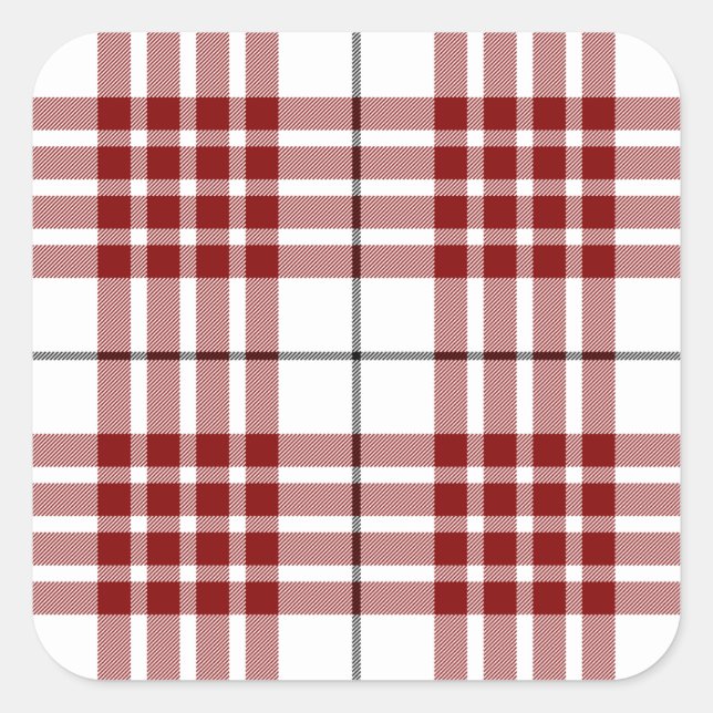 Sticker Carré Buchanan tartan rouge blanc plaid (Devant)