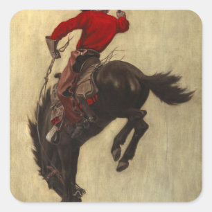 Sticker Carré Bucking Bronco, 1903 par Newell Convers Wyeth