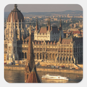 Sticker Carré Budapest, Hongrie, Danube, Parlement