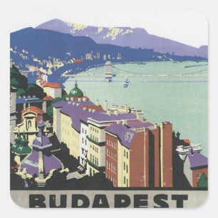 Sticker Carré Budapest vintage Hongrie