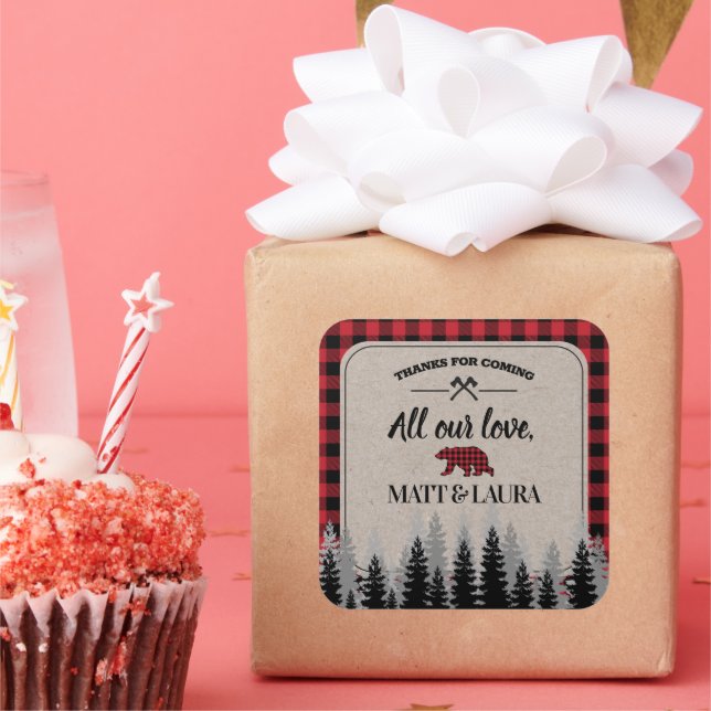 Sticker Carré Buffalo à carreaux Bûcheron Merci (Fête)