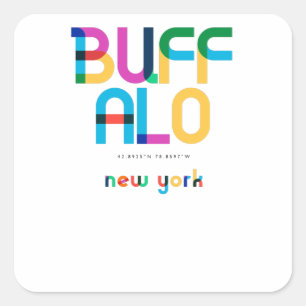 Sticker Carré Buffalo New York Mid Century, Pop Art,