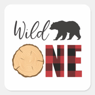 Sticker Carré Buffle d'ours sauvage déposé premier anniversaire