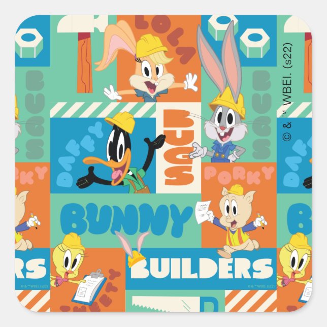 Sticker Carré BUGS BUNNY BUILDERS™| Character Grid Pattern (Devant)