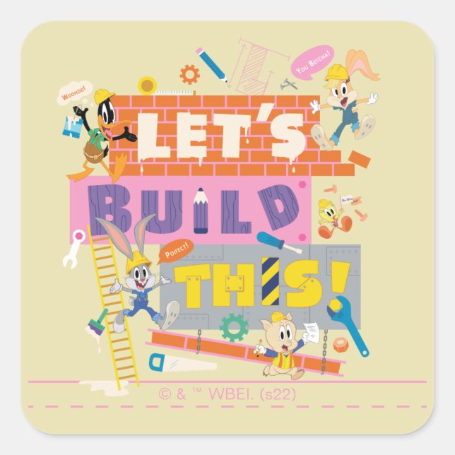 Sticker Carré BUGS BUNNY BUILDERS™| "Construisons Cela" Chantier (Devant)