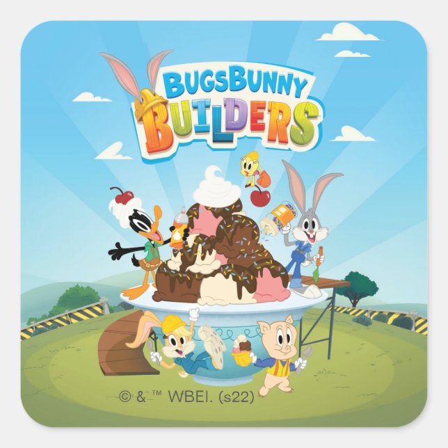 Sticker Carré BUGS BUNNY BUILDERS™| Looney Builders Ice Cream (Devant)