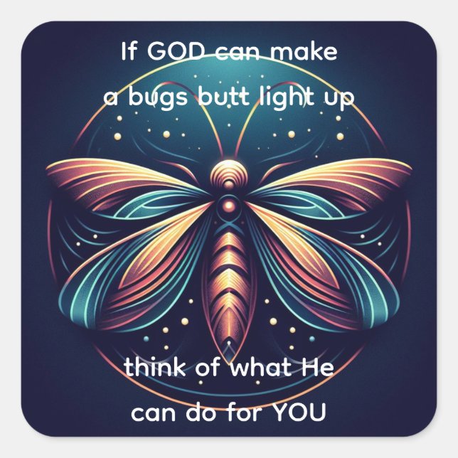 Sticker Carré Bugs Butt Light Up Firefly Lightning bug (Devant)