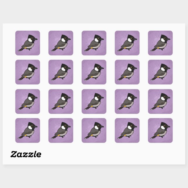 Sticker Carré Bulbul à oreilles blanches Birdorable (Feuille)