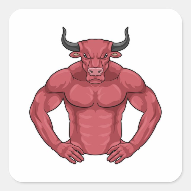 Sticker Carré Bull comme Bodybuilder extrême (Devant)