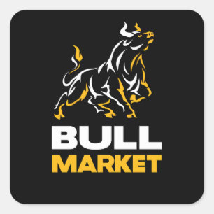 Sticker Carré Bull Market Stock Trader Wallstreet Investisseur