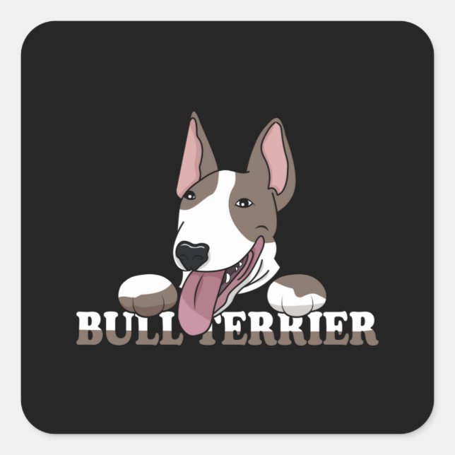 Sticker Carré Bull Terrier Chiens Amoureux de les chiens Cool Dr (Devant)