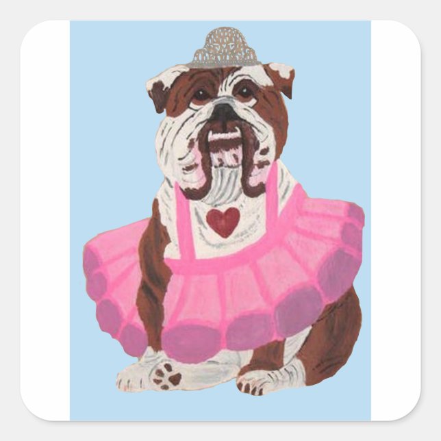 Sticker Carré Bulldog Ballerine (Devant)
