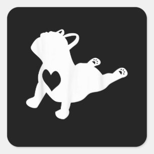 Sticker Carré Bulldog Yoga Pose Love Heart Workout