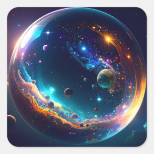 Sticker Carré Bulle cosmique Galaxie Imaginaire Art