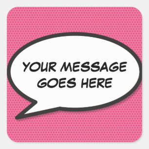 Sticker Carré Bulle de dialogue de bande dessinée rose personnal