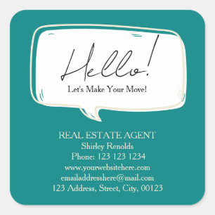 Sticker Carré Bulle de discours moderne Immobilier sarcelle fonc