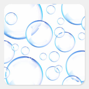 Sticker Carré Bulles de savon bleu transparent