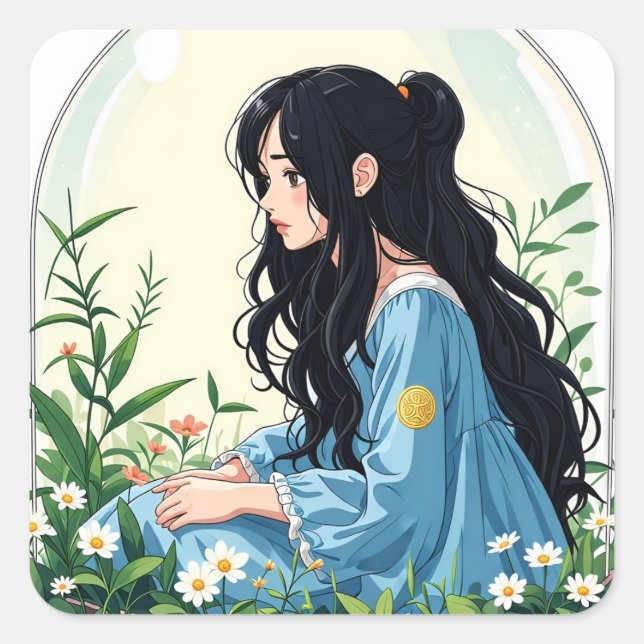 Sticker Carré Bullet Journaling Series4 - Terrarium Girl 4 (Devant)