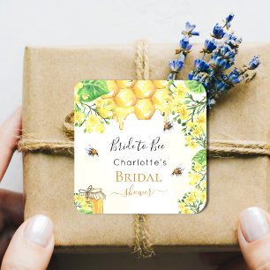 Sticker Carré Bumble abeilles miel florales jaunes Fête des mari