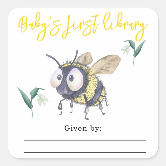 Sticker Carré Bumble Bee - la première bibliothèque de bébé (Devant)
