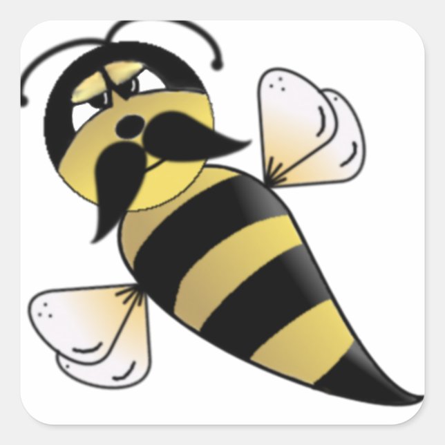 Sticker Carré Bumble Bee with Mustache (Devant)