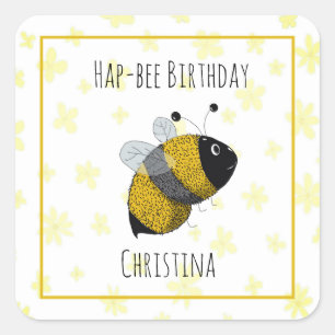 Sticker Carré Bumblebee mignonne Jaune et Noir   Anniversaire de