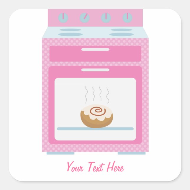 Sticker Carré Bun In Four (rose personnalisable) (Devant)