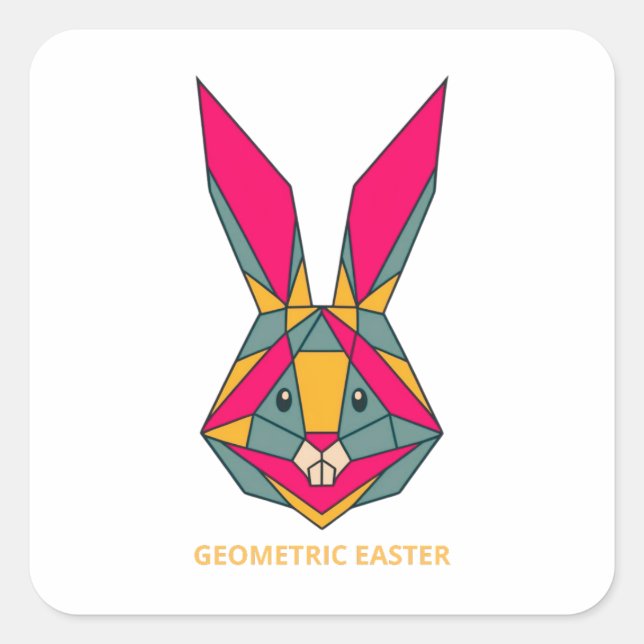 Sticker Carré Bunny de Pâques géométrique (Devant)