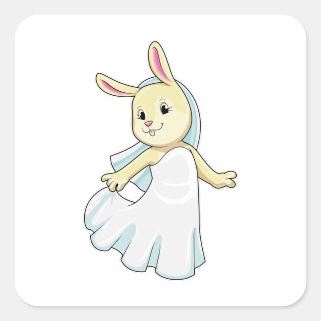 Sticker Carré Bunny en mariage avec Voile (Devant)