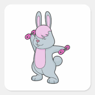 Sticker Carré Bunny Fitness Dumbbell