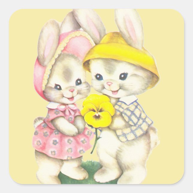Sticker Carré Bunny Girl+Boy (Devant)