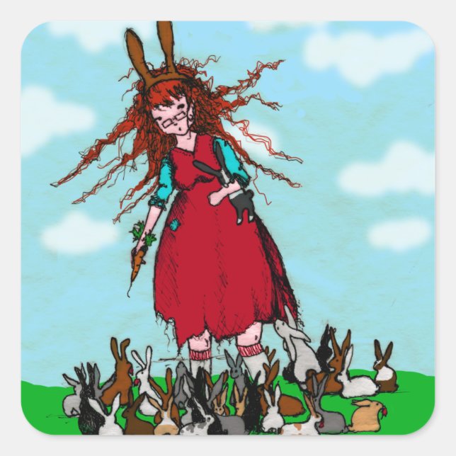 STICKER CARRÉ BUNNY LADY (Devant)
