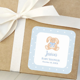 Sticker Carré Bunny Rabbit Classic Pois Baby shower garçon