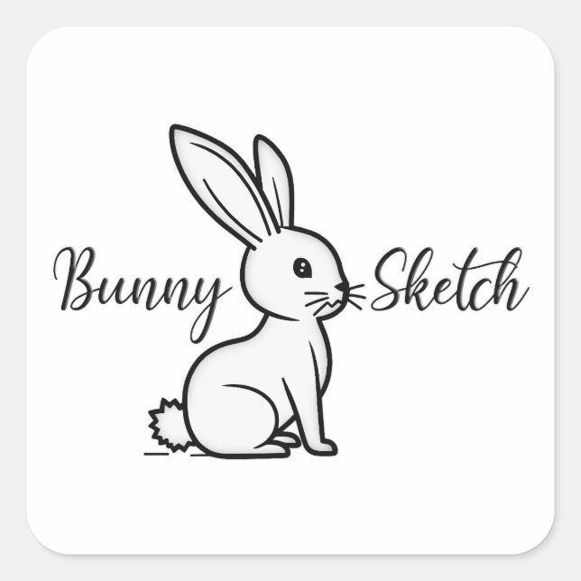 Sticker Carré Bunny Sketch – Hand Drawn Rabbit - Autocolante (Devant)
