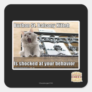 Sticker Carré Burbon St Balcony Kitteh