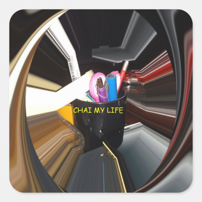 Sticker Carré Bureau de la Mug de thé à vie morte Abstraite Art  (Devant)