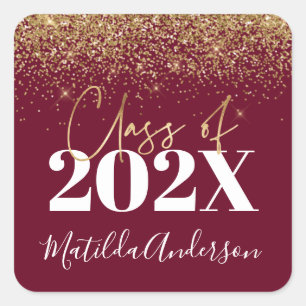 Sticker Carré Burgundy or moderne parties scintillant classe de 
