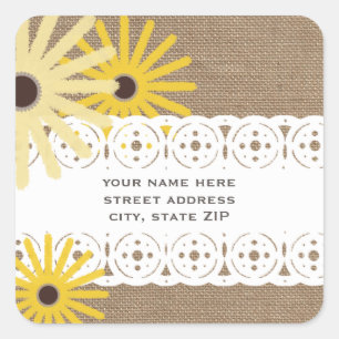 Sticker Carré Burlap & Lace Inspiré Black Eyed Susans Adresse