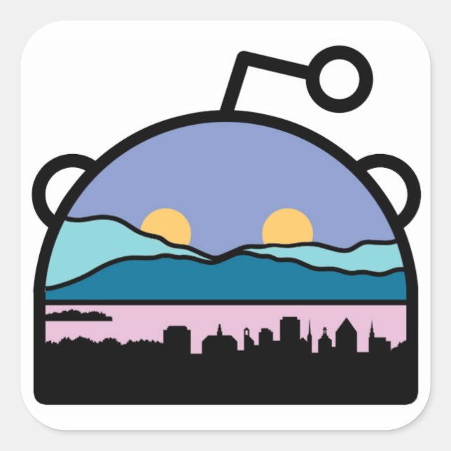 Sticker Carré Burlington, VT Sub Reddit Logo (Devant)