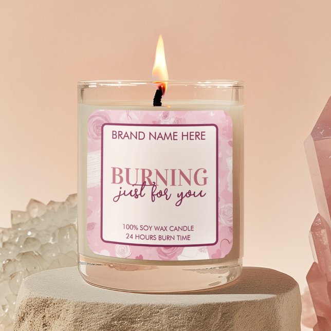 Sticker Carré Burning Just For You Valentine's Day Candle Label (Créateur téléchargé)
