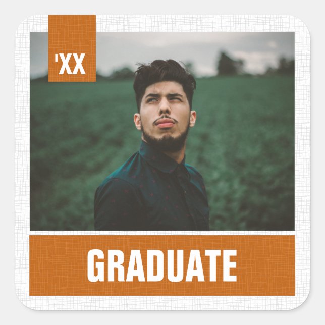 Sticker Carré Burnt Orange Modern Textured Photo Graduation (Devant)