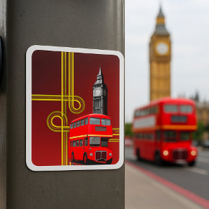 Sticker Carré Bus à impériale de Londres et Big Ben