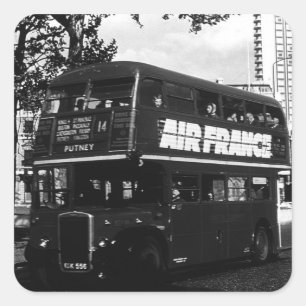 Sticker Carré Bus à impériale vintage Angleterre Londres 1970