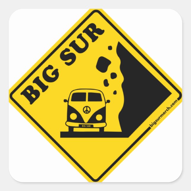 Sticker Carré Bus Big Sur Yellow (Devant)