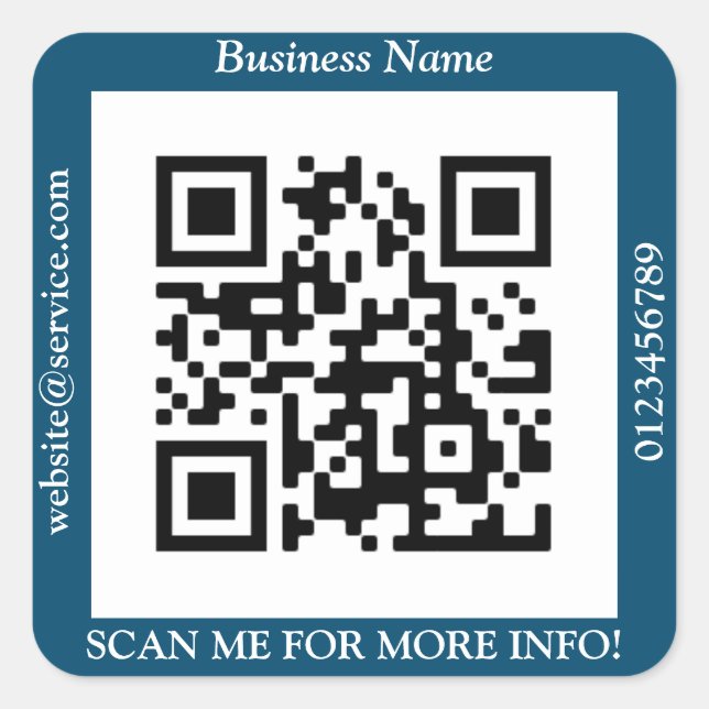 Sticker Carré Bus QR Code. Nom Site Promo, Ocean Blue (Devant)