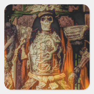 Sticker Carré bushido japonais samouraï armure samouraï crâne