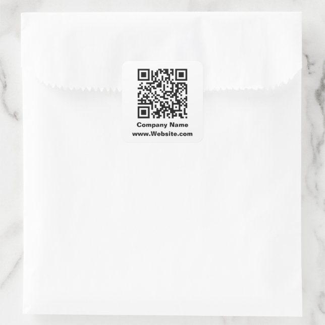 Sticker Carré Business QR Code Entreprise Nom Site Web Modèle (Sac)