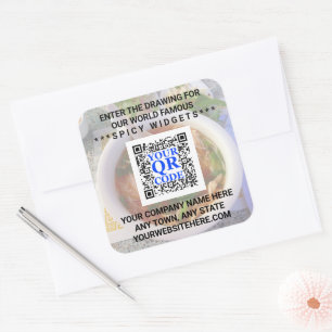 Sticker Carré Business QR Code Light Photo Cool Simple Promo