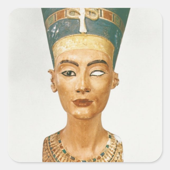 Sticker Carré Bust of Queen Nefertiti, front view, from the stud (Devant)