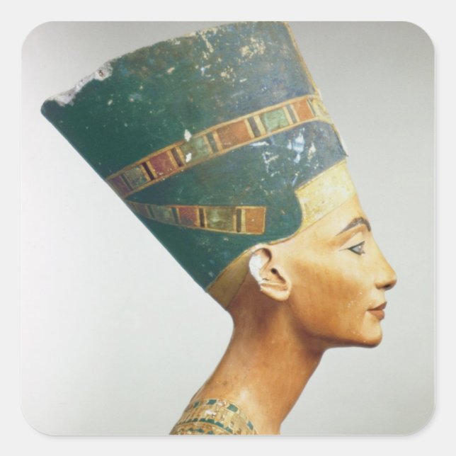 Sticker Carré Buste de la reine Nefertiti, vue latérale, de l'st (Devant)
